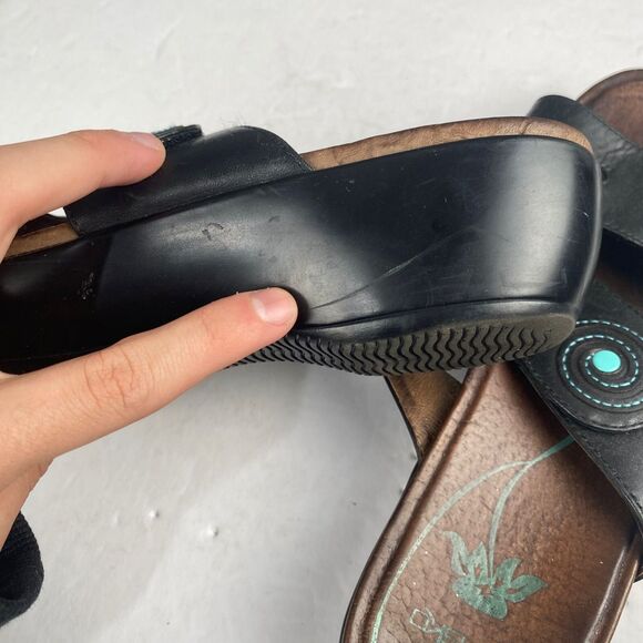 Dansko Women's size 41 Dixie Full Grain Black/Turquoise Women's Sandals Leather - Picture 8 of 16